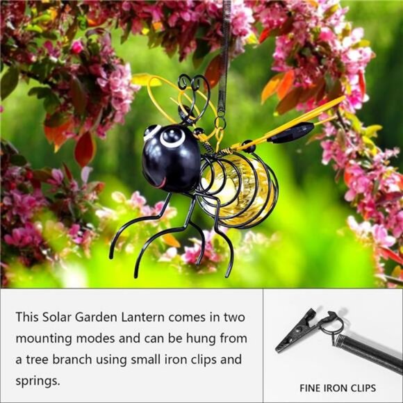Solar Garden Lantern Outdoor Decorative Waterproof LED Bug Lights Tabletop - Picture 6 of 7